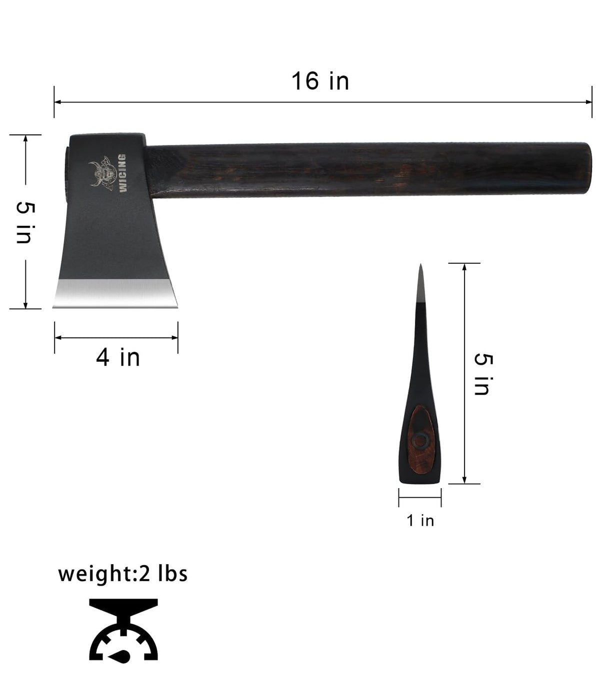 WICING 16" Throwing Axes for Axe Throwing Competitions, 1065 High Manganese Steel and Hickory Wood Handle Throwing Hatchet with Nylon Sheath WICING