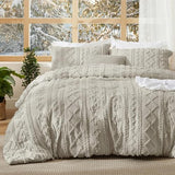 Bedsure Tufted Boho Comforter Set Twin Size - Linen Boho Bed Set, GentleSoft™ 2 Pieces Farmhouse Shabby Chic Embroidery Bedding, Gifts for Woman, Soft Jacquard Twin Comforter for All Seasons Bedsure