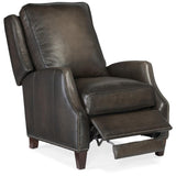 BOWERY HILL Traditional Manual Push Back Recliner in Gray Leather BOWERY HILL