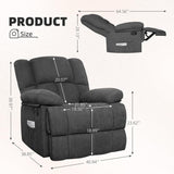 LPFLPF Oversized Recliner Chair,Wide Manual Recliner,Lounge Chair for Living Room,Theater Seating for Big Man, Grey LPFLPF