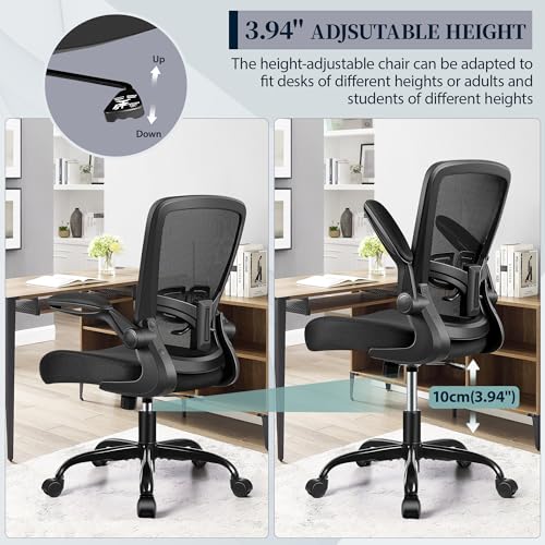 FelixKing Office Chair - Ergonomic Desk Chair with Adjustable Height, 360° Swivel, Flip-up Armrests, Flexible Tilt, Comfy Breathable Cushion and Fabric, Lumbar Support, for Home Conference Room Office