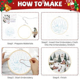 Christmas Embroidery Kit DIY Hand Embroidery Starter Cross Stitch Kits, Christmas Ornaments Embroidery with Stamped Pattern,Cotton,Threads,Needles,Instructions for Adults Beginners (Wreath)