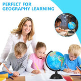 KISEER 8 Inch World Globe with Stand Rotating Earth Spinning Globe for Kids Geography Classroom Education or Decorations (Blue) KISEER
