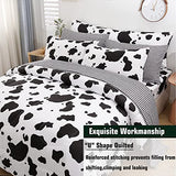 SUCSES Cow Print Queen Comforter Set with Sheets 8Pcs Bed in A Bag Queen Size Bedding Set Geometric Black and White Duvets for All Season SUCSES