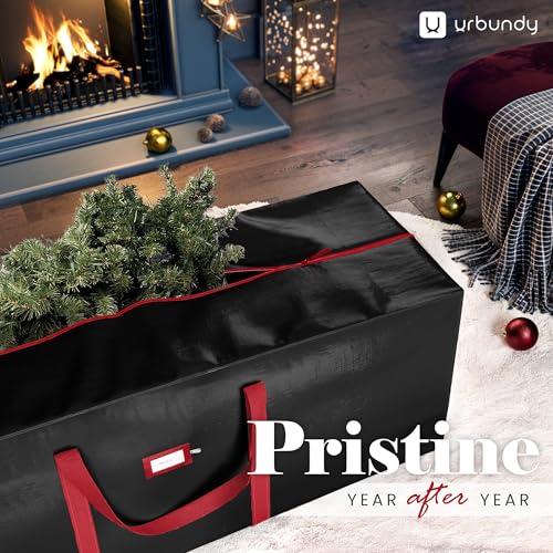 URBUNDY Heavy Duty Christmas Tree Storage Bag 7.5 Ft - Christmas Tree Bag Black - Tree Bags For Storage - Xmas Tree Storage Bag Holds 7.5 Ft Christmas Tree Bag For All Year Round Christmas Storage URBUNDY