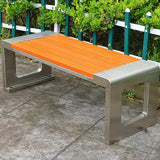 Garden Bench Outdoor Bench Seat - Backless Patio Garden Bench, Stainless Steel and Wood Plastic Material, Rectangular Dining Chair for Yard, Park, Balcony, Outdoor Furniture (One Color 120 * 40 * 45c JHKJDS