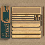 Bme Nipe 14 Inch Bohemian Queen Bed Frame with Adjustable Woven Headboard in Natural Acacia Wood Bme