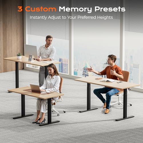 Huuger Dual Motor Electric Standing Desk Frame, Sit Stand up Desk Leg for 47.2” to 86.6” Desktop, Computer Desk Leg with Cable Tray, 3 Memory Height Presets, 2 Hooks, Black Frame Only Huuger