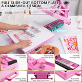 Whubefy Upgraded Heat Press 15x15 Slide Out, Industrial-Quality Digital Sublimation Heat Transfer Machine w/5 DTF Transfer Sheets, Clamshell Heat Press Machine for T-Shirts, Bags, Mouse Pads & More Whubefy