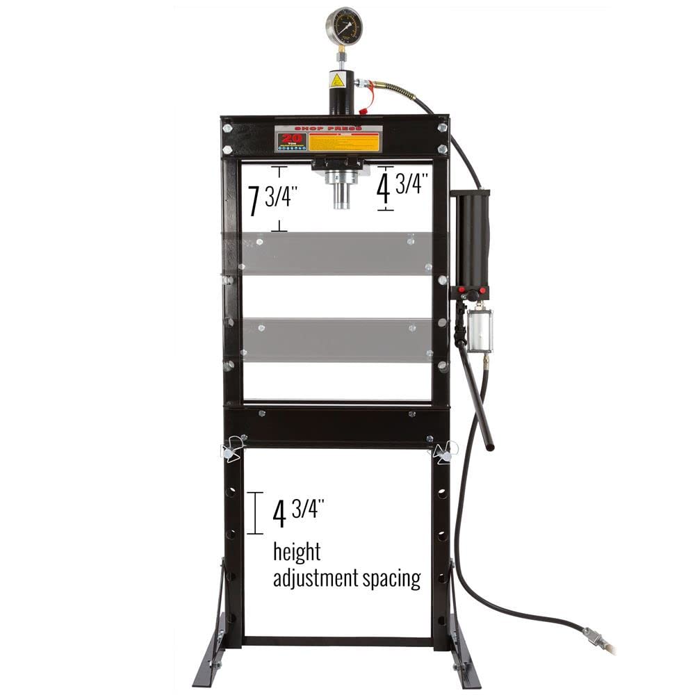 Black Widow BD-PRESS-20A-20 Ton Air-Operated Mechanic Repair Shop Press - WoodArtSupply