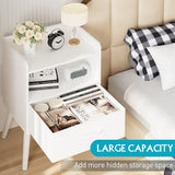 White Nightstand with Open Shelf,Small Night Stand Bedroom Bedside Table with Drawer Storage,Side Table End Table with Solid Wood Feet,Mid Century Night Stands for Office Home Sofa Couch(White) Huhote