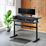 Stand Steady Tranzendesk | 55 Inch Dual Level Standing Desk with Shelf | Easy Crank Height Adjustable Sit to Stand Desk | Stand Up Workstation with Monitor Riser for Home & Office (55in / Black) Stand Steady