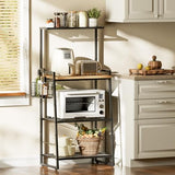 Anniper Bakers Rack with Foldable Basket, Large 4 Tiers Coffee Bar Station, Kitchen Microwave Stand with Storage, Metal Shelf Rack for Living Room, Office, Garage (Rustic Brown)