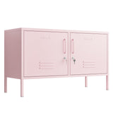 Aiasuit TV Stand Multifunctional Metal Storage Cabinet 2-Tier Shelf Thick Plate Material Support Sturdy Metal Sideboard Adjustable Storage Cabinet Pink Size: 23.62”H x 39.37”W x 14.96”D Aiasuit