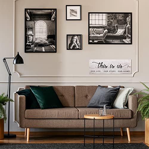 Jetec This is Us Wooden Wall Sign Family Wall Plaques Inspiration Wood Sign Farmhouse Entryway Sign Rustic Wall Plaques Art with Quotes for Living Room Bedroom Christmas Decorations(Antique White) Jetec