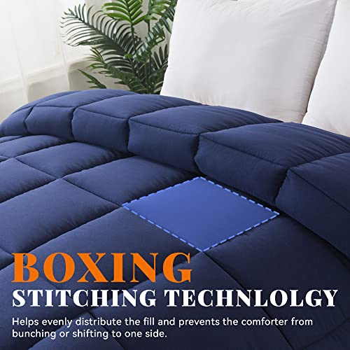 Cosybay Down Alternative Comforter (Navy Blue, Full) - All Season Soft Quilted Full Size Bed Comforter - Duvet Insert with Corner Tabs - Winter Summer Warm Fluffy, 82x86 inches Cosybay