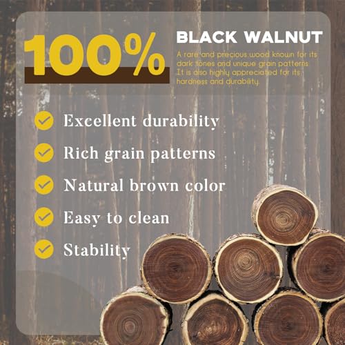 Wood Coasters with Leather Holder, GOH DODD Set of 8 Wooden Coaster Set for Drinks Desk Coffee Table Home Kitchen Office Bar, Tabletop Protection Living Room Decor, Walnut Coasters, 4 Inch GOH DODD