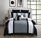 Chic Home 8-Piece Embroidery Comforter Set, Queen, Livingston Black Chic Home