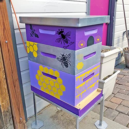 12 Pieces Bee Honeycomb Stencil, Reusable Bee Stencils for Painting on Wood Signs Furniture DIY Crafts Wall Canvas Fabric Plastic Drawing Template Hexagon Paint Wood Burning Stencils (bee) Hosomono