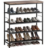INGIORDAR Shoe Rack Organizer 5 Tier Metal Organizer Shelf with Industrial MDF Board and Layer Fabric for Entryway Closet Bedroom Living Room Garage,Black & Rustic Brown INGIORDAR