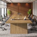 Tribesigns 8ft Conference Table, Conference Room Table for 10 People, Large Meeting Desk with Cable Grommet, Modern Boardroom Table for Office Conference (1, Brown) Tribesigns