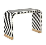 HANSA IT'S WORTH IT Handmade Striped Waterfall Bone Inlay Console Table with Clean Curved Edges Exquisite Sturdy Unique Exotic Design Table for Living Room Entryway Dining Room Decor-Black(30x36x16in) HANSA IT’S WORTH IT