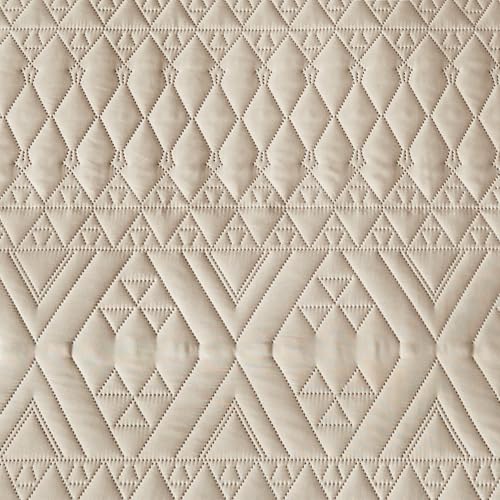 akkialla Full/Queen Size Quilt Bedding Set,Beige Lightweight Microfiber Soft Bedspread,Modern Style Geoetric Pattern Coverlet Set for All Seasons,3 Piece(1 Quilt,2 Pillow Shams) akkialla