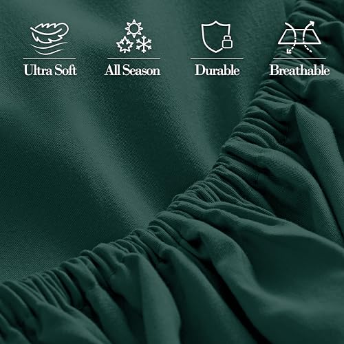 Mocassi California King Fitted Sheet - Deep Pocket Cooling Sheets up to 16 inch - Hotel Luxury 1800 Premier - Softest Sheets - Wrinkle Resistant - 1 Single Bottom Fitted Sheet, Cali King, Forest Green Mocassi