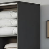 LITFAD Mutil-Functional Wood Wardrobe Modern Storage Armoire Closet with Sliding Doors Freestanding Closet with Shelves and Clothing Rods for Bedroom,White-39.5" L x 18" W x 71" H LITFAD