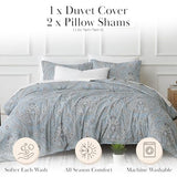 Southshore Fine Living, Inc. Reversible Paisley Cal King Duvet Cover Set, Oversized Boho California King Duvet Cover, Pet Hair Resistant Bedding for Easy Care, 2 Pillow Shams - Pure Melody Aqua Southshore Fine Living, Inc.