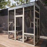 70.1" Gray Wooden Catio Outdoor Pet Enclosure - Spacious Secure Cat House with Waterproof Top, Black Rust-Proof Metal Wire & Small Animal Cage (Gray, 62.60x32.30x70.10) WoodArtSupply