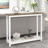 FOLUBAN Farmhouse Sofa Table, Rustic Vintage Console Table for Entryway, Living Room, Hallway, White FOLUBAN