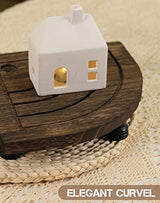 Tikea Decorative Wood Riser for Display, 2-Tier Rustic Corner Shelf for Kitchen Bathroom Counter Decor, Pedestal Stand for Soap Dispenser, Candle and Plant (Brown) Tikea