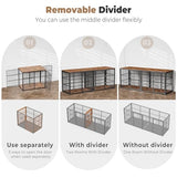 Lyromix 94.48'' Dog Crate Furniture Large Breed TV Stand with Double Rooms,Wooden Dog Kennel Dog Crate End Table with Removable Divider for Large Medium Dogs, Can Use Separately Lyromix