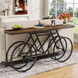 Tribesigns 70.9-Inch Extra Long Console Table, Narrow Sofa Table with Bicycle Metal Base, Modern Industrial Entryway Table Behind Couch Table for Living Room, Hallway, Entrance, Foyer, Rustic Brown Tribesigns