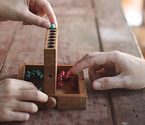 Wooden 4 in-Row Game (Travel Set) | Wood Connect Line Game Traditional Family Board Games | Strategy Game | Classic Table Game Premium Handmade Unique Gift & Table Accent SiamMandalay