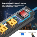 CRST 8 Outlet Metal Long Power Strip, 2100J Heavy Duty Surge Protector Power Strip, 6 FT Cord Mountable Wide Spaced Workshop Garage Power Strip, 15amp/1875W(Black+Yellow) CRST