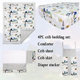 TANOFAR 4 Piece Crib Bedding Set for Boys, Infant & Toddler Nursery Bed Set with Crib Skirt, Quilt, Crib Sheet and Diaper Stacke, Standard Size Soft Baby Bed Set (Grey Mountain) TANOFAR
