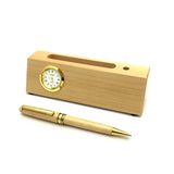 Personalized Solid Maple Wood Business Card Holder with Clock and Pen for Men Thanh 39: Personalized Gifts