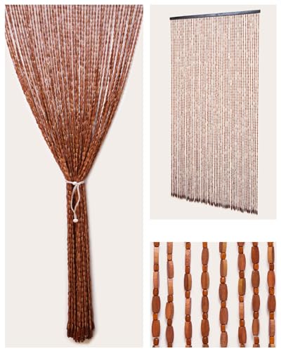 Erfolkerz 52 Strands Beaded Curtain for Doorways -35.4"x79"- Handmade Natural Beaded Curtains，Boho Doorway Wood and Bamboo Bead Curtain-As Insect Screen/Room Divider-Brown Erfolkerz