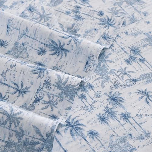 Tommy Bahama - King Sheets, Super Soft Cotton Percale Bedding Set with Matching Pillowcases, Crisp & Cool, Coastal Room Essentials (Surfside Blue, King) Tommy Bahama