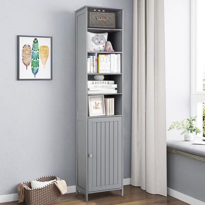 WATERJOY 72'' Grey Tall Storage Cabinet with Adjustable Shelves and Soft-Close Door - WoodArtSupply