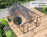 AMERLIFE 10x16x10 FT Polycarbonate Greenhouse Double Swing Doors 4 Vents 6.3FT Added Wall Height, Walk-in Large Aluminum Greenhouse Sunroom Winter Greenhouse for Outdoors, Black AMERLIFE