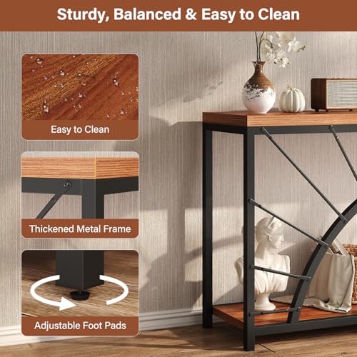 70.9 Inch Console Table, Extra Long Industrial Sofa Tables, 2-Tier Behind Couch Table, Foyer Tables for Entryway, Hallway, Living Room, Unique Design UNIQUITE