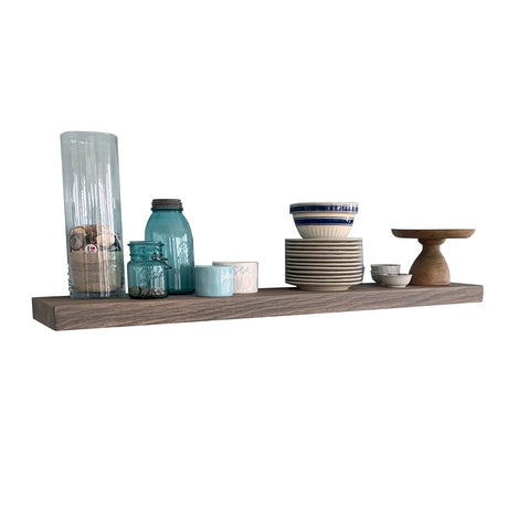Joel's Antiques - 60 Inch Wooden Floating Shelves for Wall - Made of Natural Wood - Long Heavy Duty Rustic Fireplace Mantel & Book Shelf - Perfect for Living Room - Grey, Gray 60x6x2 in joelsantiques