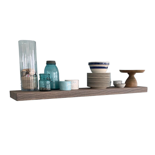 Joel's Antiques - 60 Inch Wooden Floating Shelves for Wall - Made of Natural Wood - Long Heavy Duty Rustic Fireplace Mantel & Book Shelf - Perfect for Living Room - Grey, Gray 60x6x2 in