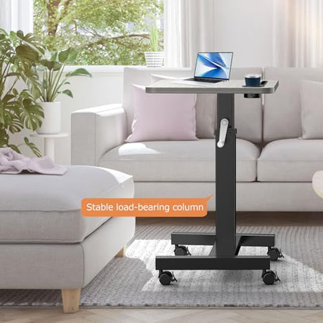WNJQBY Mobile Standing Desk with Wheels, Elevating Table,Lift desks for Home Office,Rolling Portable Laptop Desk Height Adjustable, Mobile Computer Desk,Small Sit Stand Workstation（Black） WNJQBY