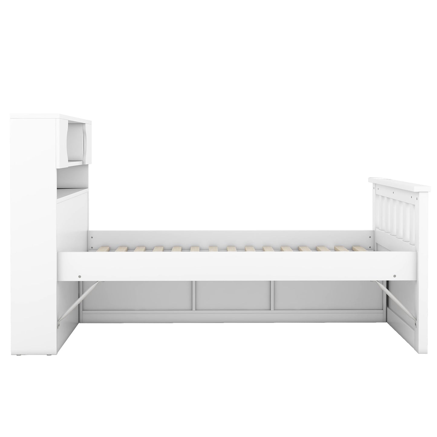 Modern Twin Size Captain Bed with Storage Headboard and 4 Drawers in White by XD Designs - WoodArtSupply