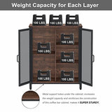 BON AUGURE Coffee Bar Cabinet with Storage & Doors, Small Liquor Cabinets for Home, Farmhouse Accent Buffet Sideboard Station for Kitchen, Dining Room, Entryway (Rustic Oak) BON AUGURE