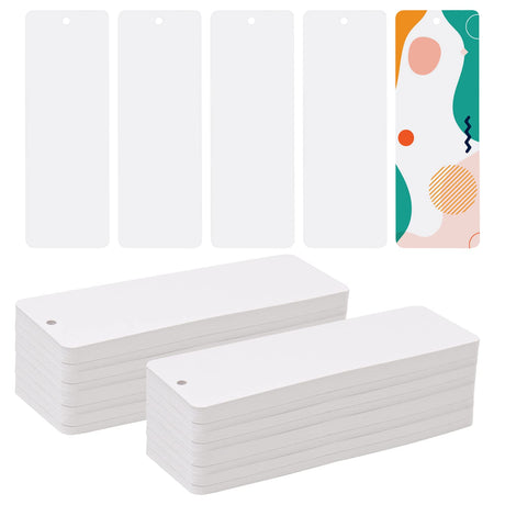 SBYURE 150 Pack Blank Bookmarks - DIY Craft White Bookmarks with Hole Blank Cardstock Bookmarks for String or Tassel,DIY Projects and Gifts Tags,5.5 x 2 Inches SBYURE